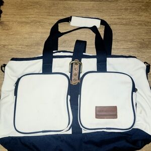 Tommy Hilfiger White and Navy Duffel Bag